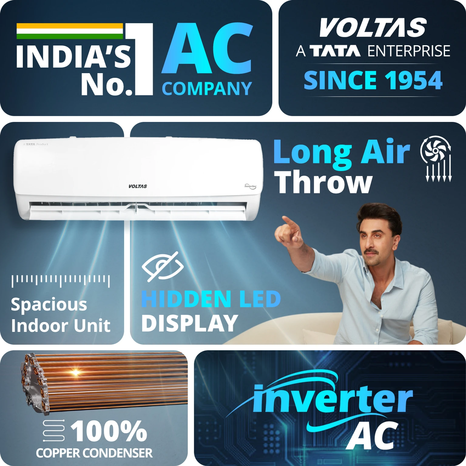 Voltas 2026 Model 1 Ton 3 Star Split Inverter AC (123 INV VECTRA ELEGANT) view 4